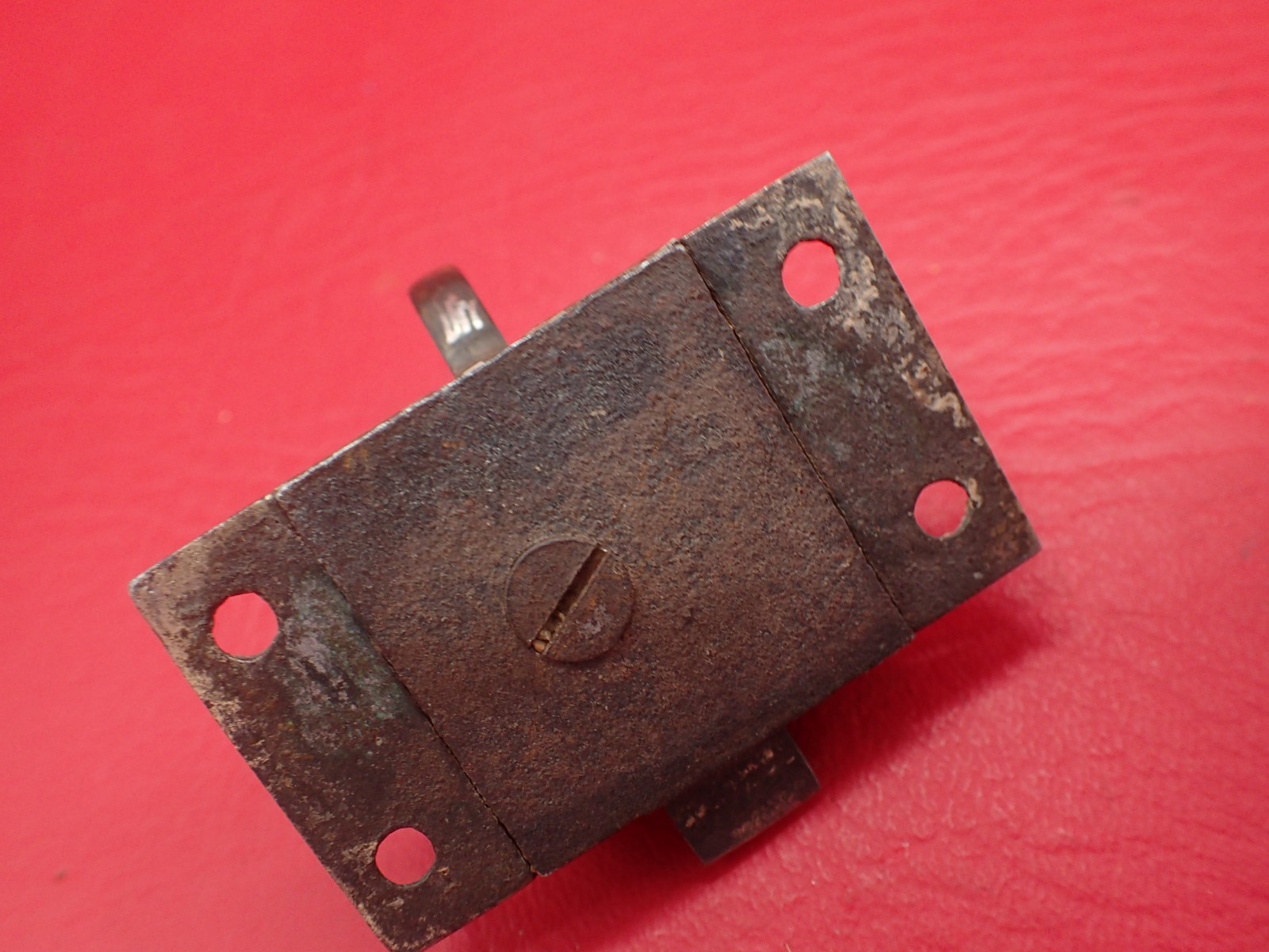 2 Antique Cabinet Cupboard Loop Slide Latch Latches Steel Brass Plate Hardware