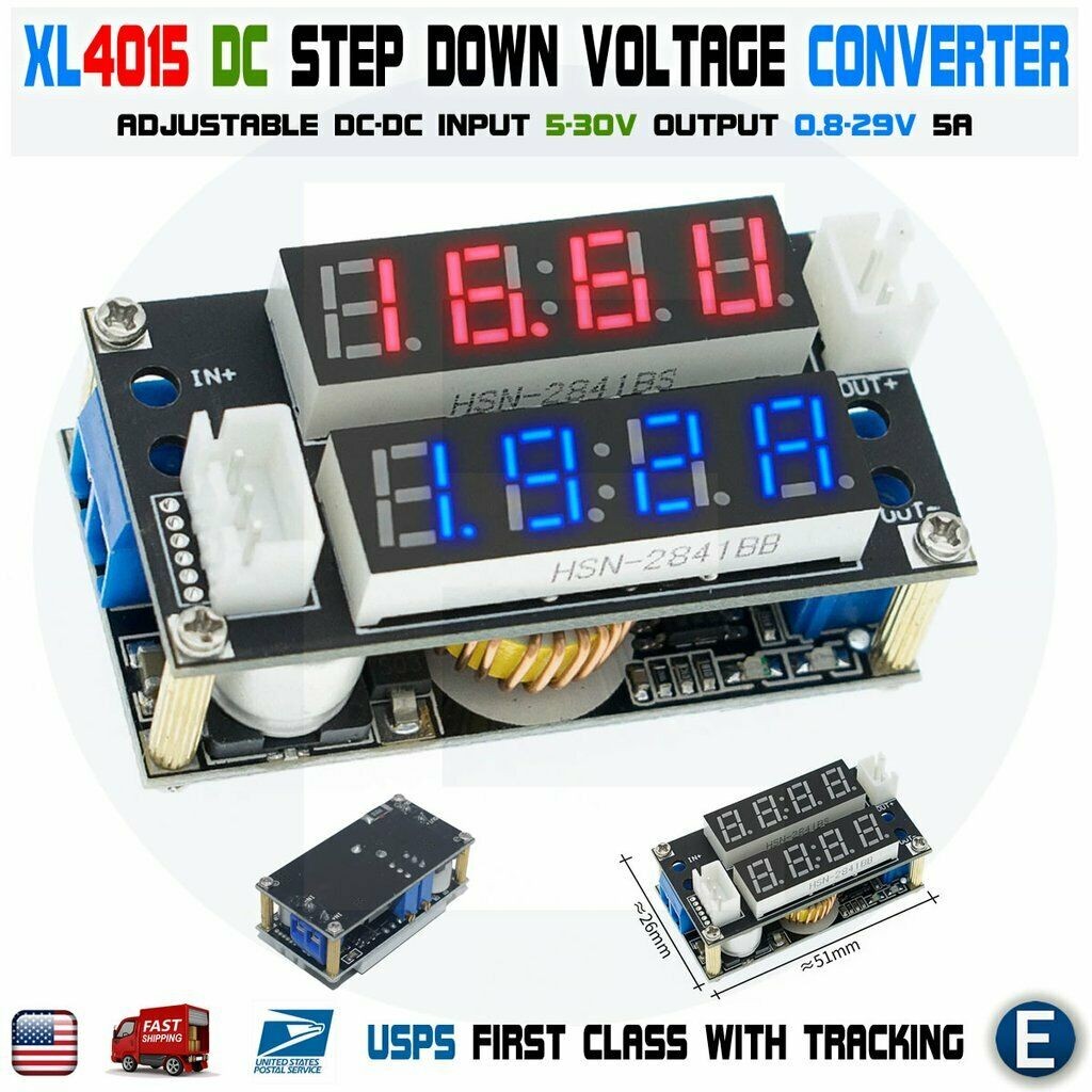 XL4015 5A Adjustable CC/CV Step Down Voltage Charge Module LED Panel Voltmeter