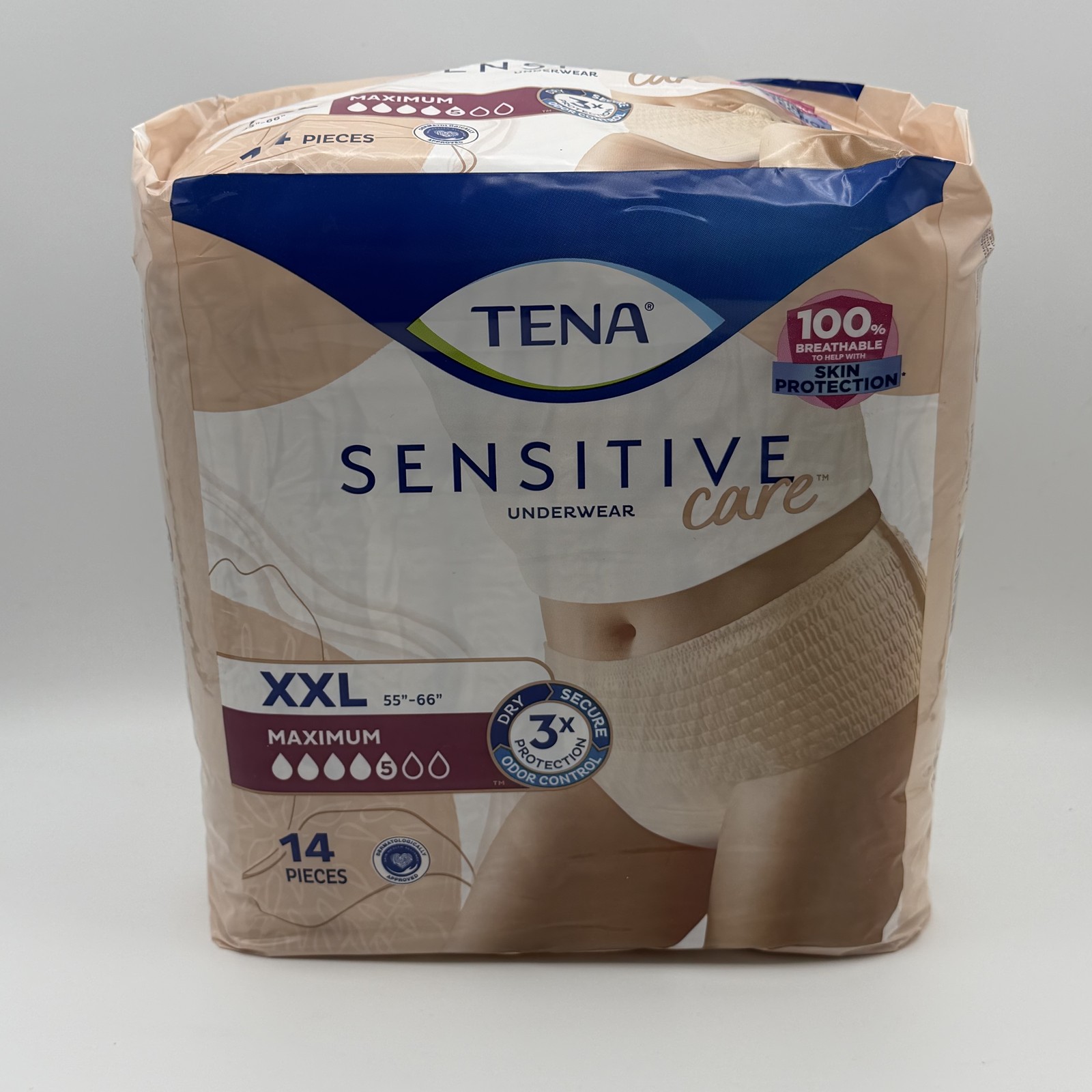 TENA Sensitive Care Maximum Absorbency Underwear XXL 55"-66" - 14 Pieces
