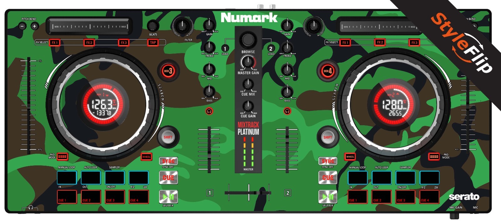 Numark Mixtrack Platinum Skin | Camo Green | Protective Decal | StyleFlip Skins