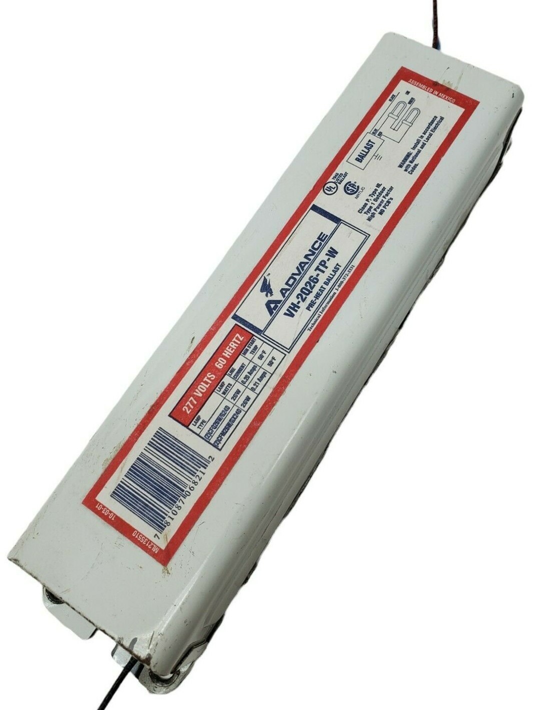 Advance VH-2Q26-TP-W Pre-heat Ballast 277 Volts, 60 Hertz NOS