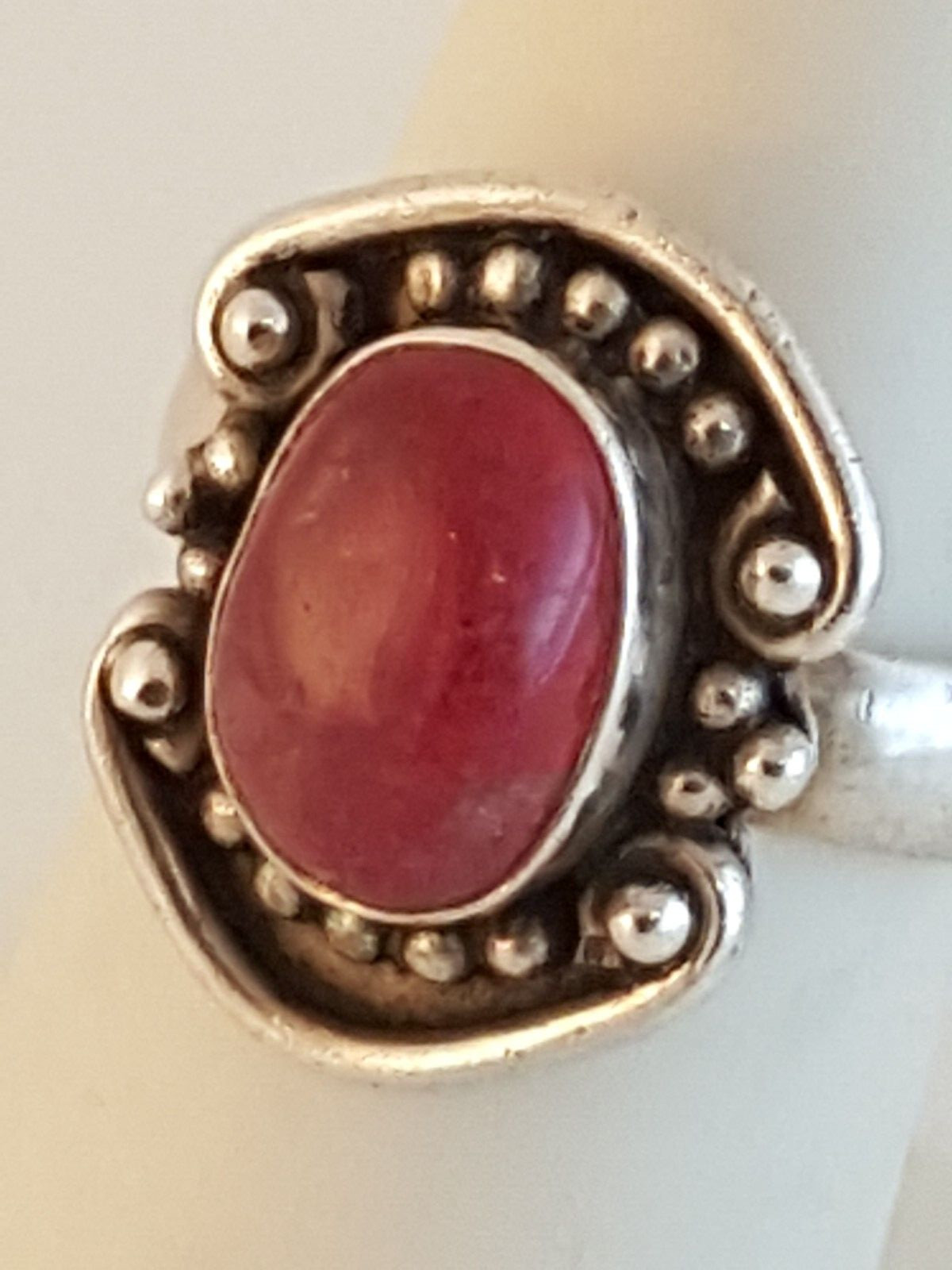 Ruby quartz sterling silver ring sz 5.5 artisan