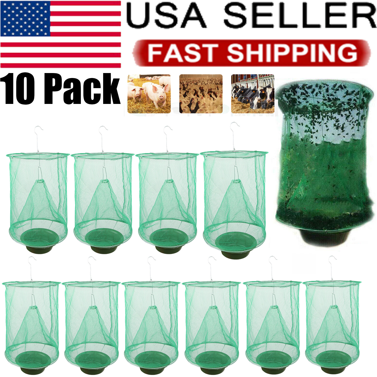 10 Pack Ranch Fly Trap Outdoor Fly Trap Killer Bug Cage Net Perfect For Stables