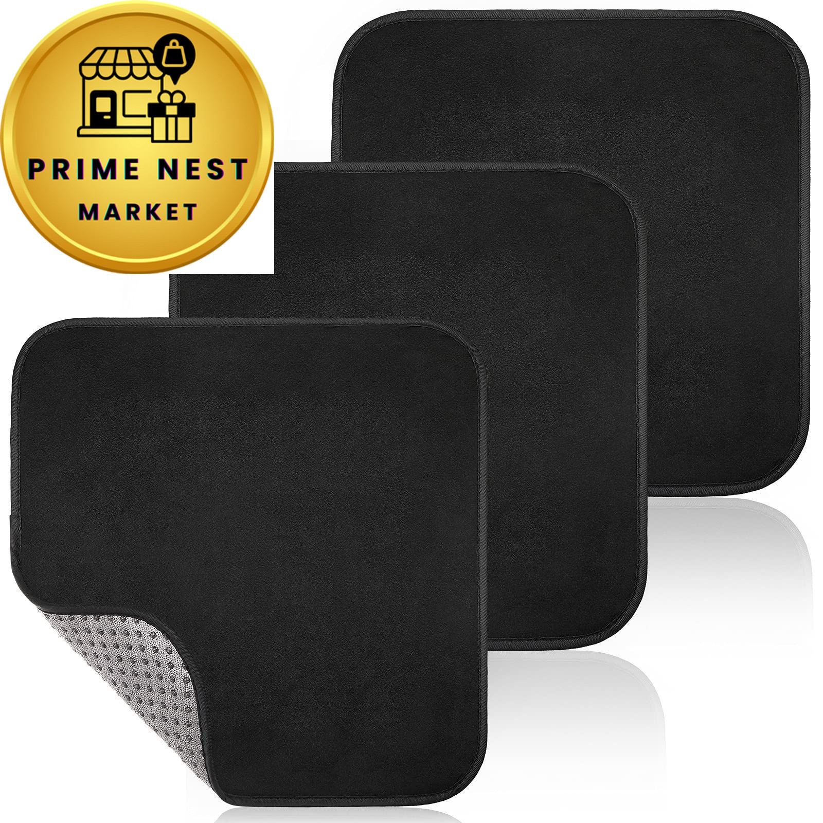 Aoriher 3 Pieces Bowling Ball Towel Shammy Pad Rag 9.8 x 7.8 Inch, Black