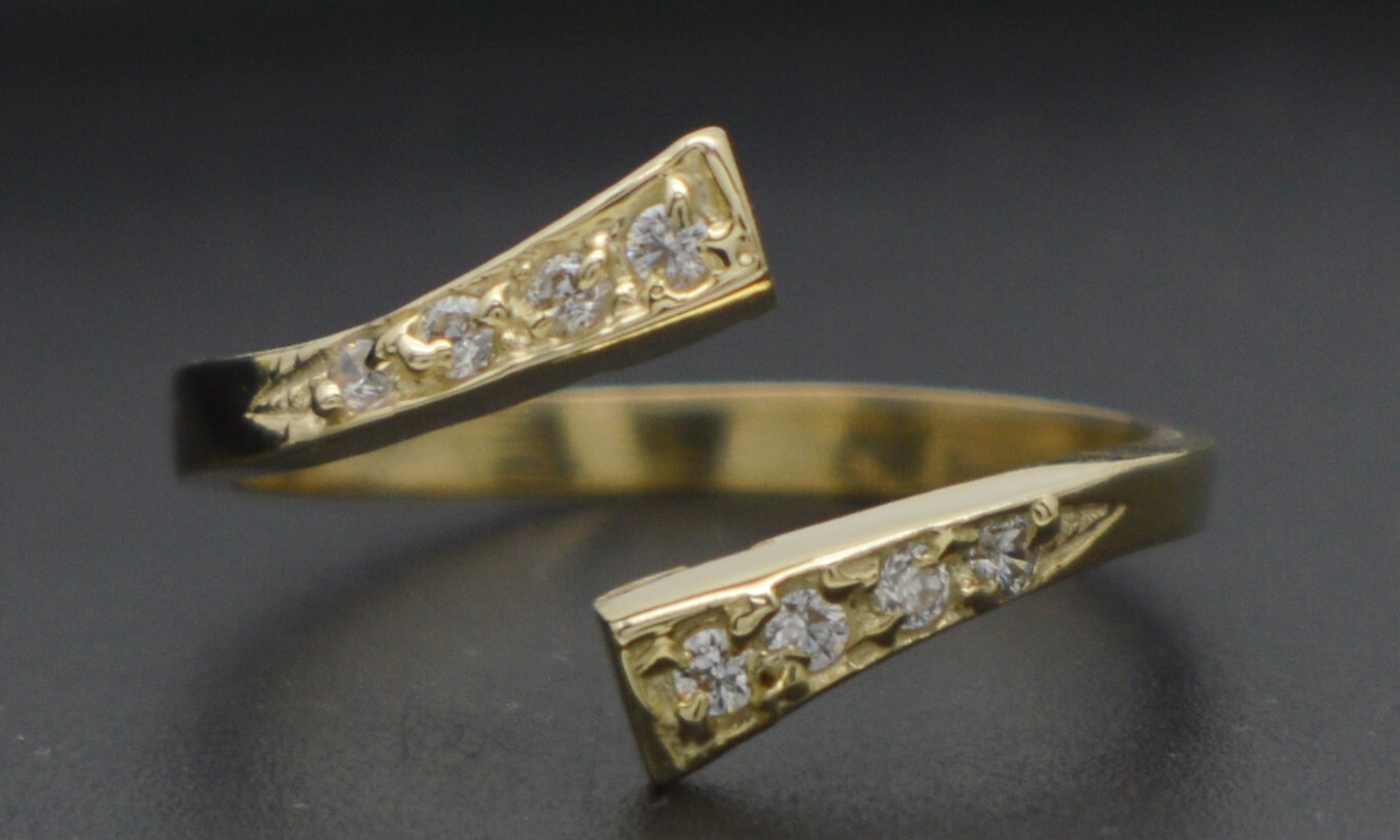 10K Yellow Solid Gold intellect  Toe adjustable Ring Women's