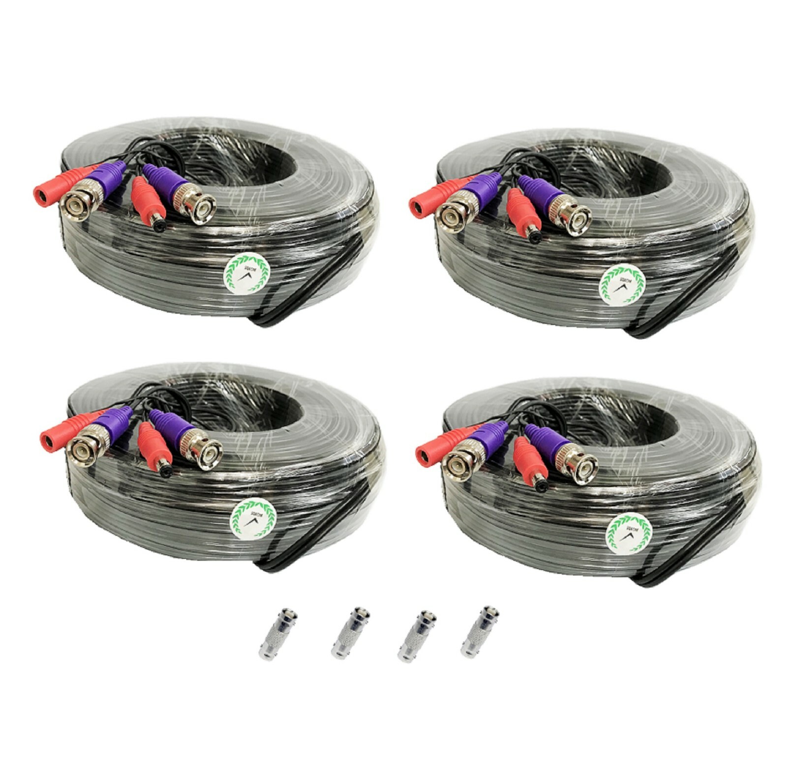 8MP 4K 100ft BNC CCTV Video Power Cable CCD Security Camera DVR Wire Cord (4 Pc)