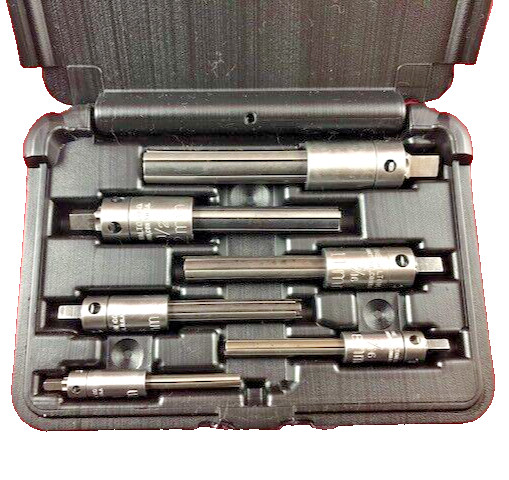 Walton 18002 6 pc Tap Extractor Set  1/4"-5/8" 4 FL SAE  NC NF Metric w/ Case