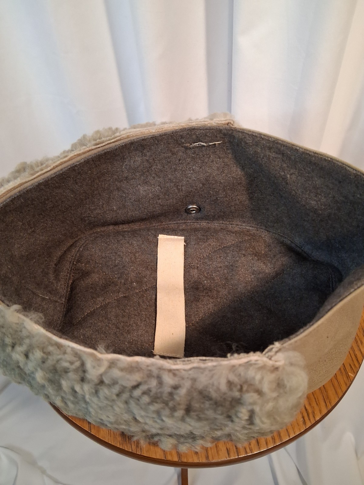 Vintage Military Hat with Flaps and Red Star Insignia - Large