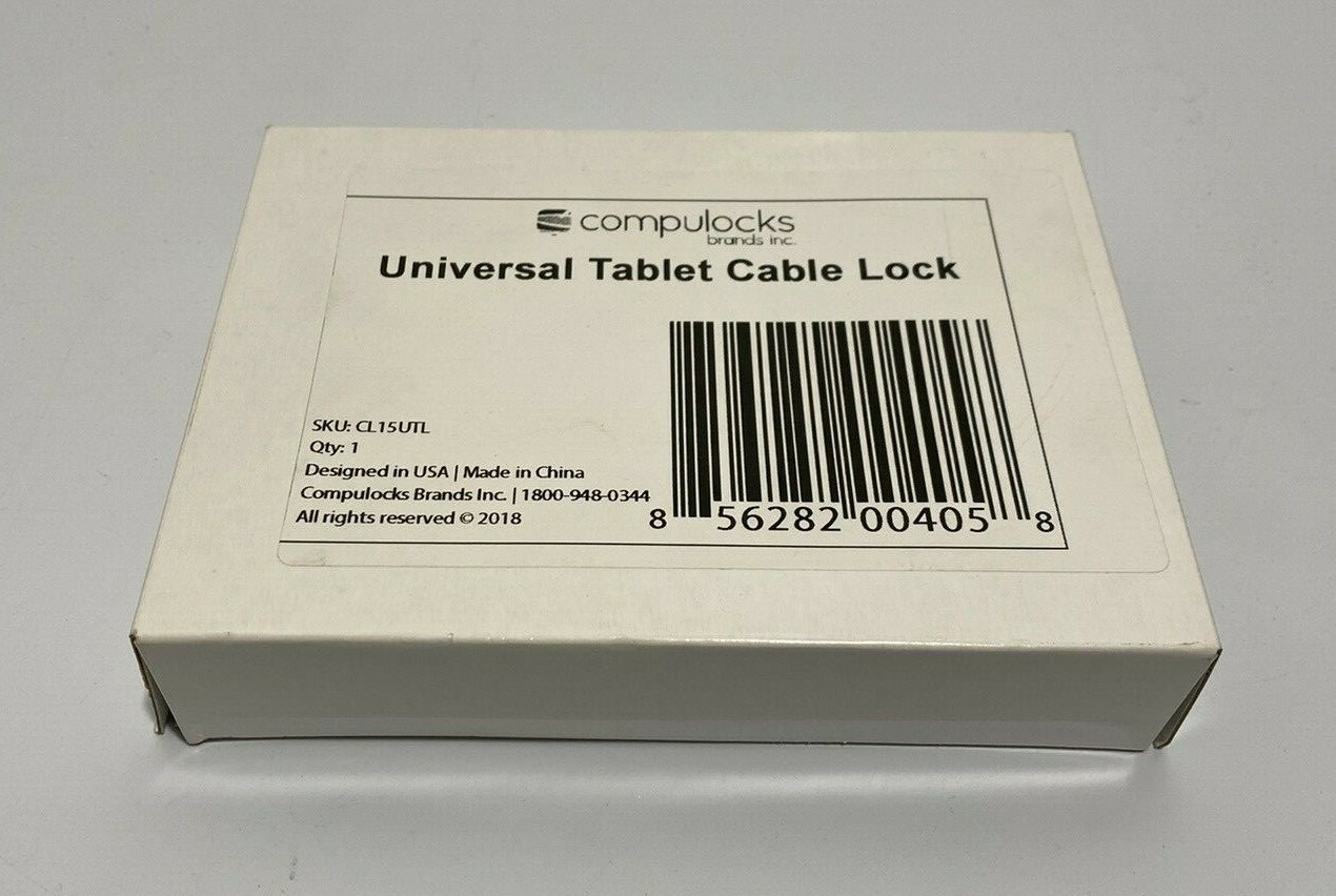 (NEW OPEN BOX) Compulocks CL15UTL Universal Tablet Cable Lock, NO SECURITY PLATE