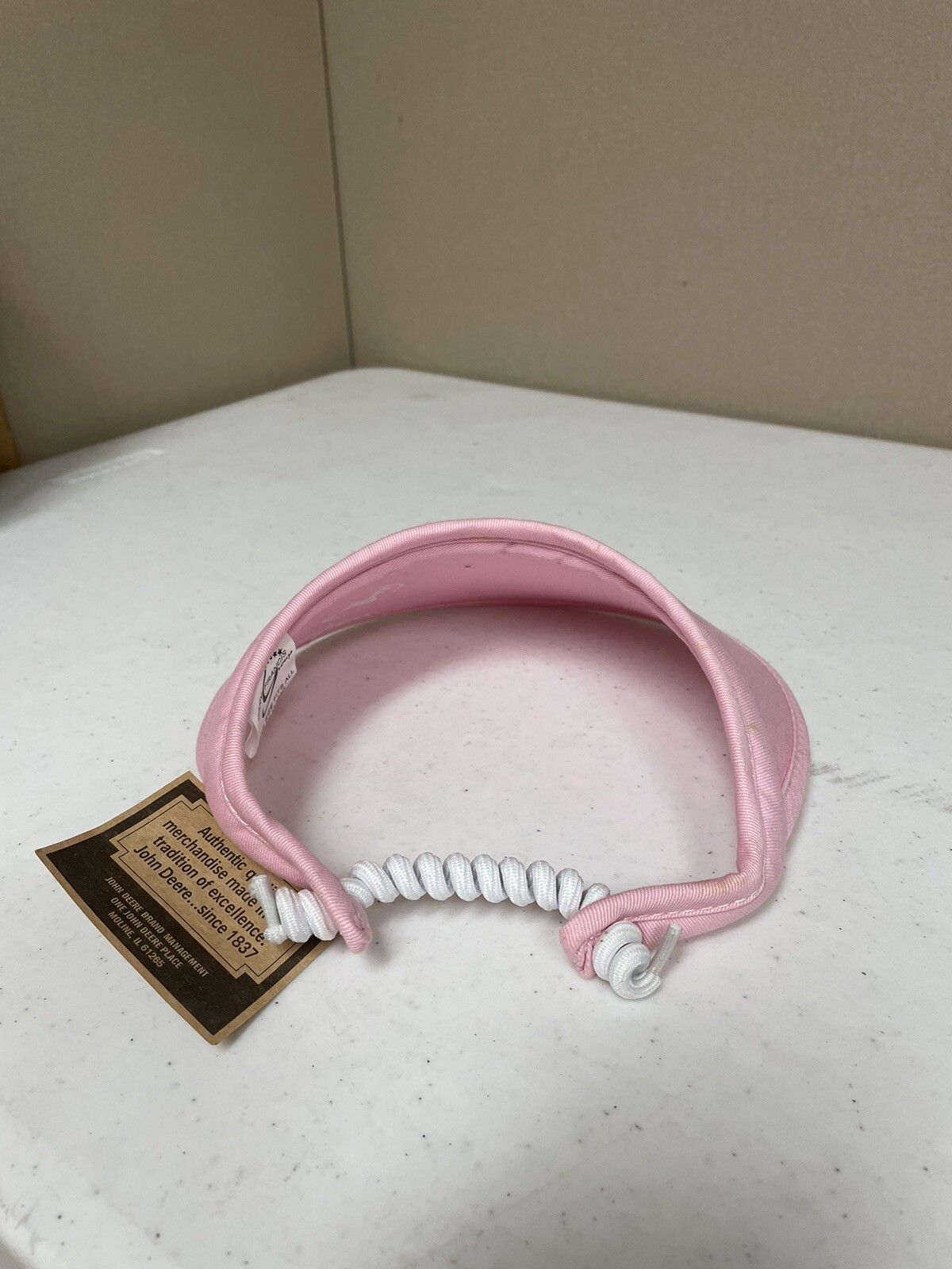 John Deere Ladies Sun Visor Hat Pink With White Embroidered Logo