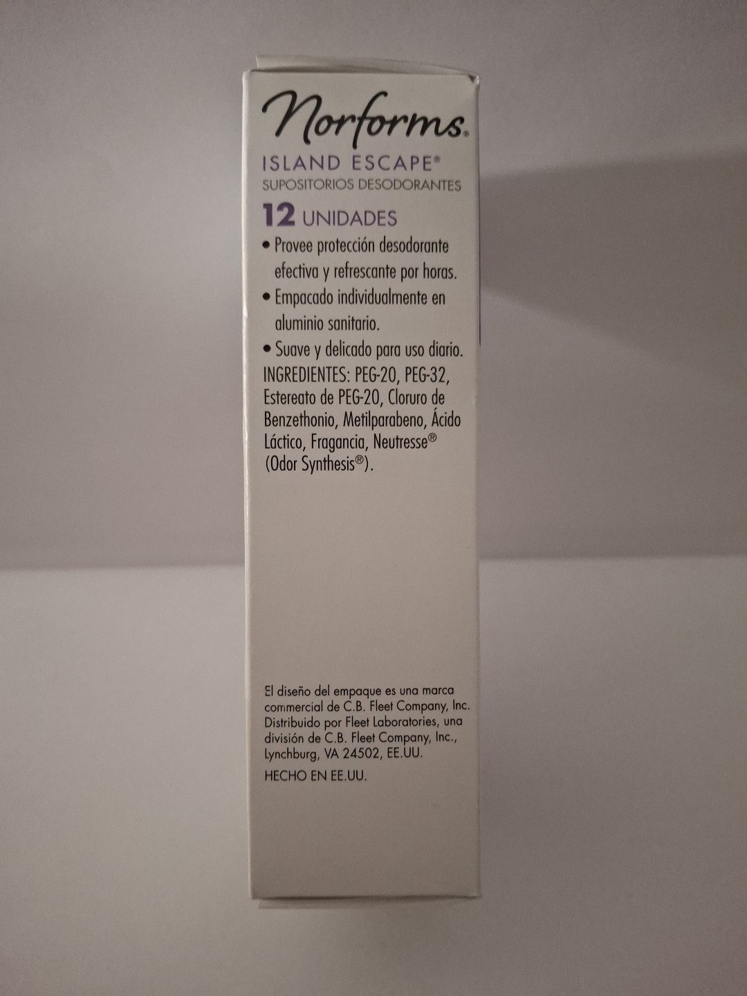 Norforms Island Escape Deodorant Suppositories Long Lasting Odor Control 12ct