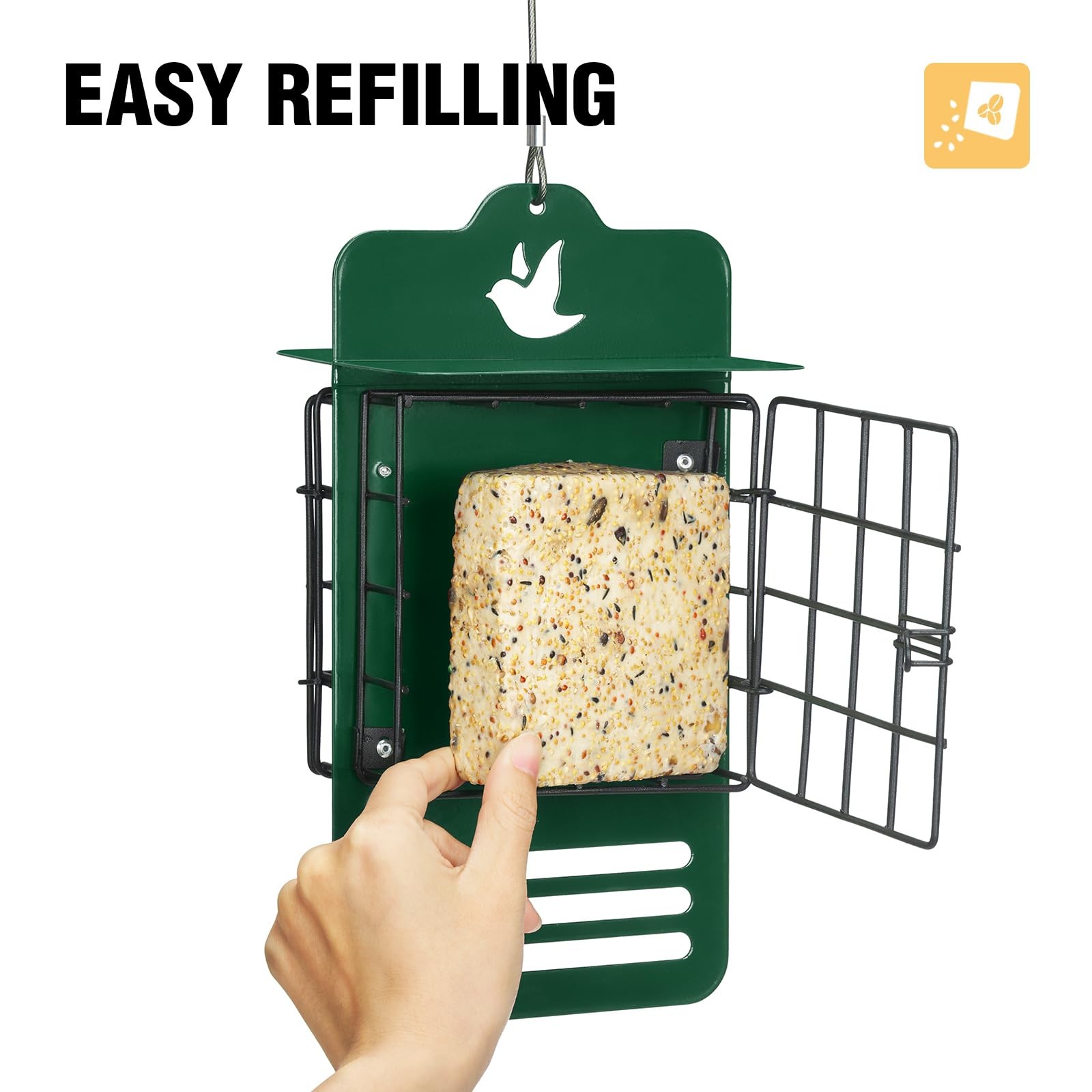 Veehoo Suet Bird Feeders for Outside Hanging, 5.5"L x 3.5“W x 10.6"Th, Green