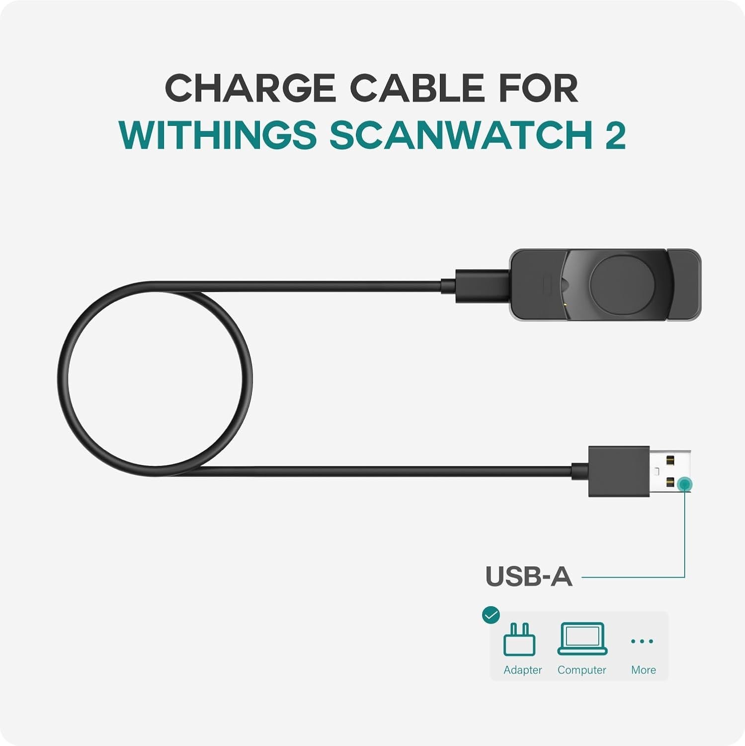 Charger Cable USB for Withings Scanwatch 2 Light Fast Charging Durable 1M