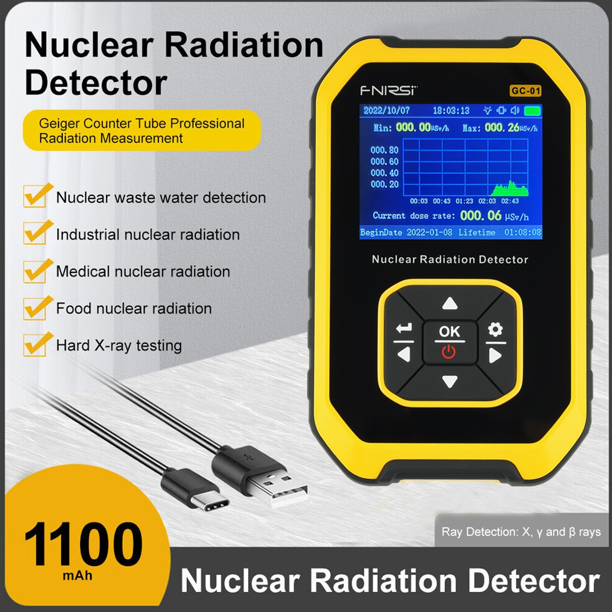 Digital *LCD Geiger Counter Nuclear Radiation Detector β γ X-Ray Test Meter Tool