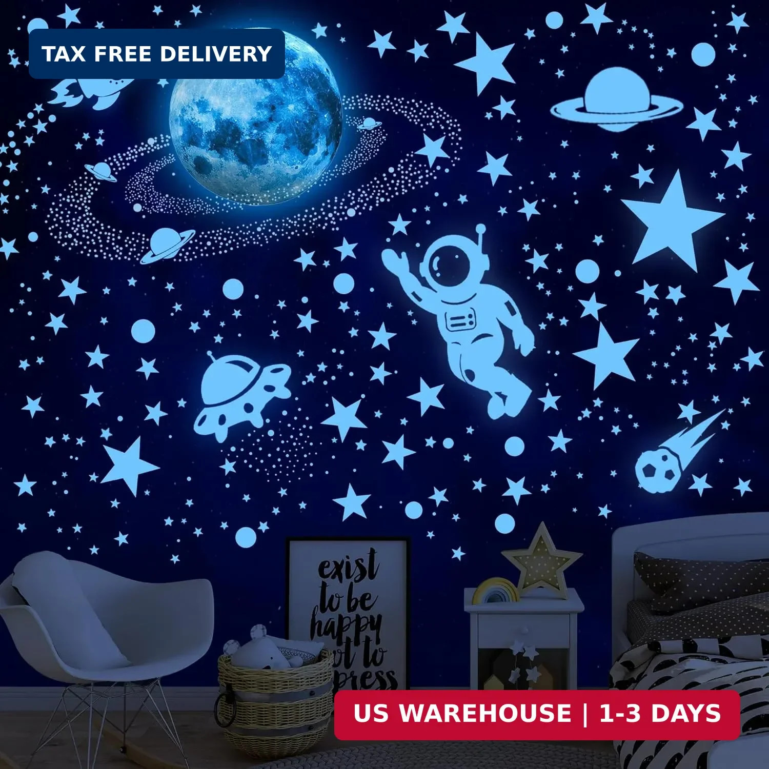 530 Glow in The Dark Stars Ceiling Stars Glow in The Dark Glow Moon and Space Wa