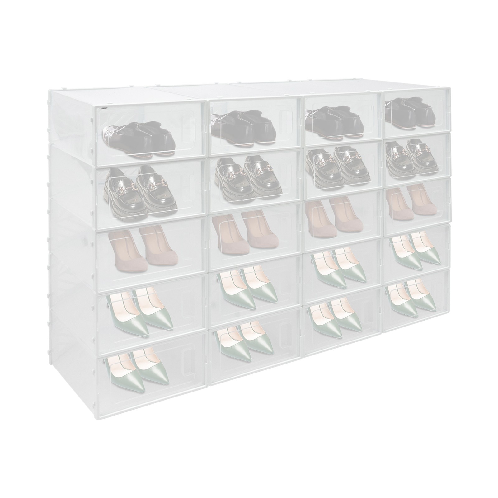 20* Stackable Shoe Storage Box Durable Plastic Sneaker Display Case Organizer