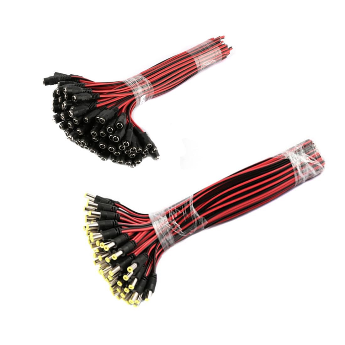 10 Pairs 12V 5A DC Power Pigtail Barrel Plug 2.1mm x 5.5mm Male Female Connec...