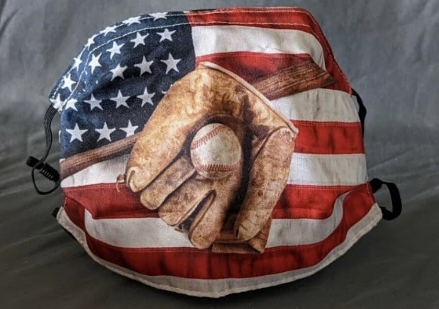 Brand New American Flag And Baseball Adult Facemask With Filter Pocket