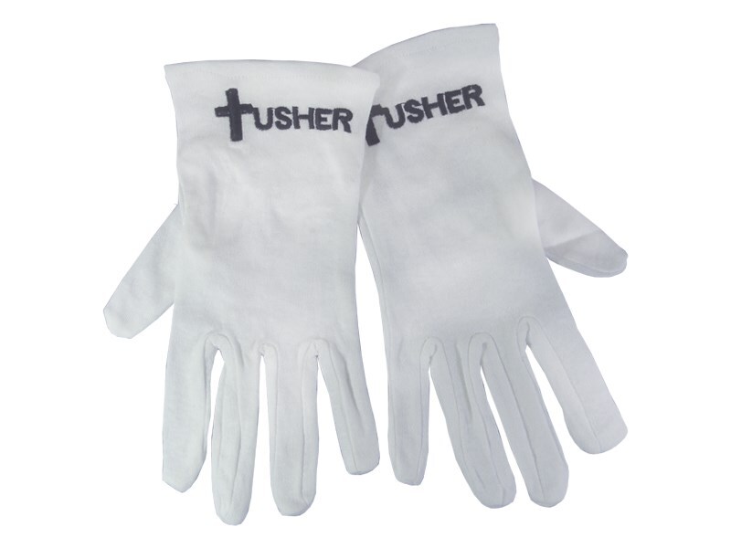 GLOVES-USHER W/CROSS WHITE COTTON-SMALL