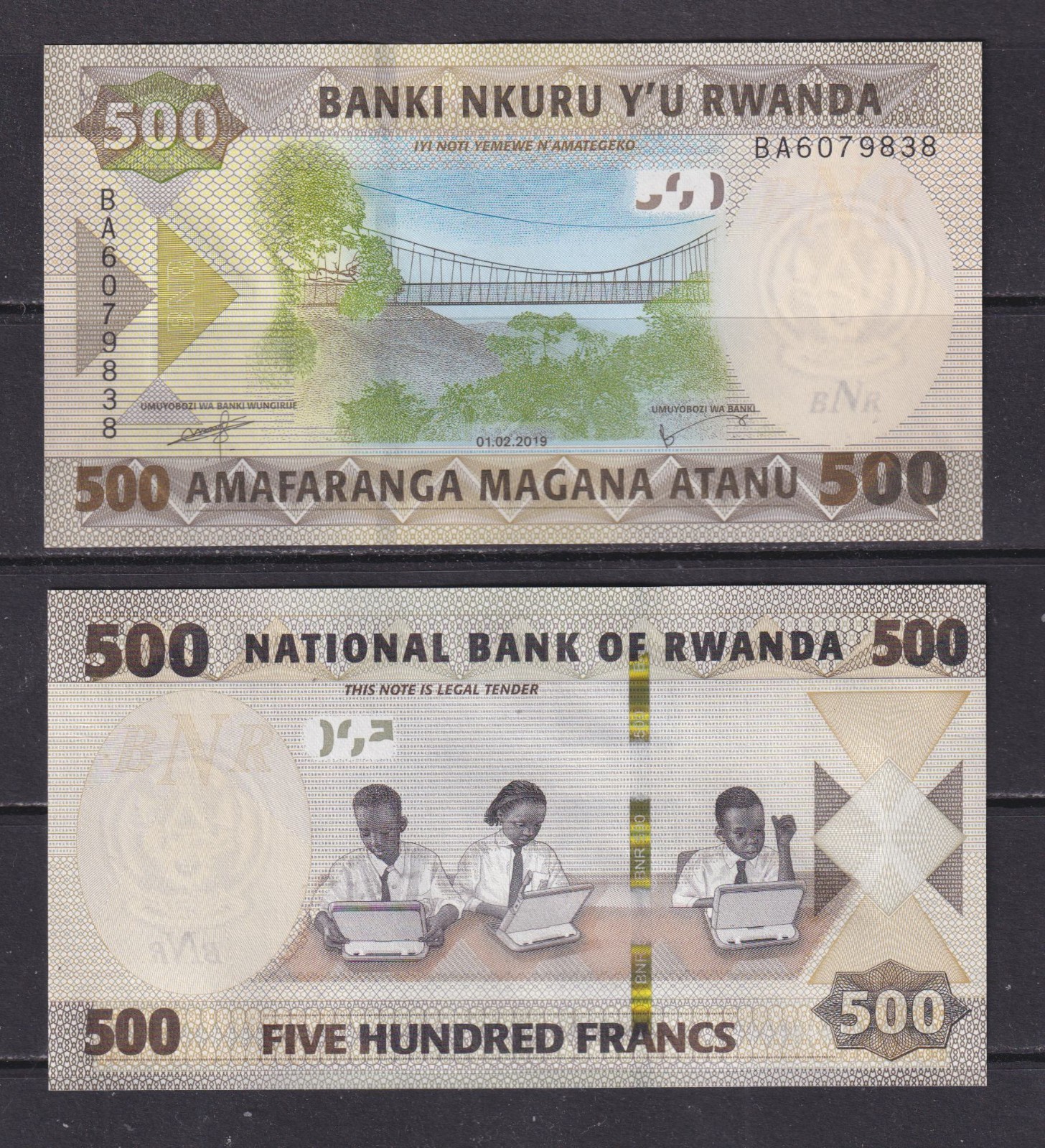 RWANDA - 2019 500 Francs UNC