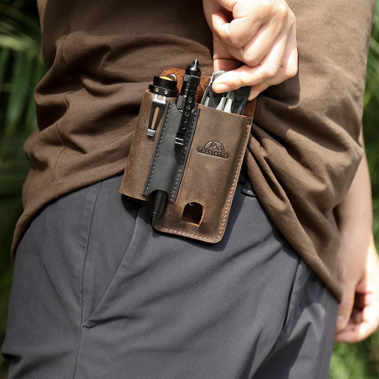 Leather Multitool Sheath with Belt Clip - Multi Tool Holster for Belt - EDC B...