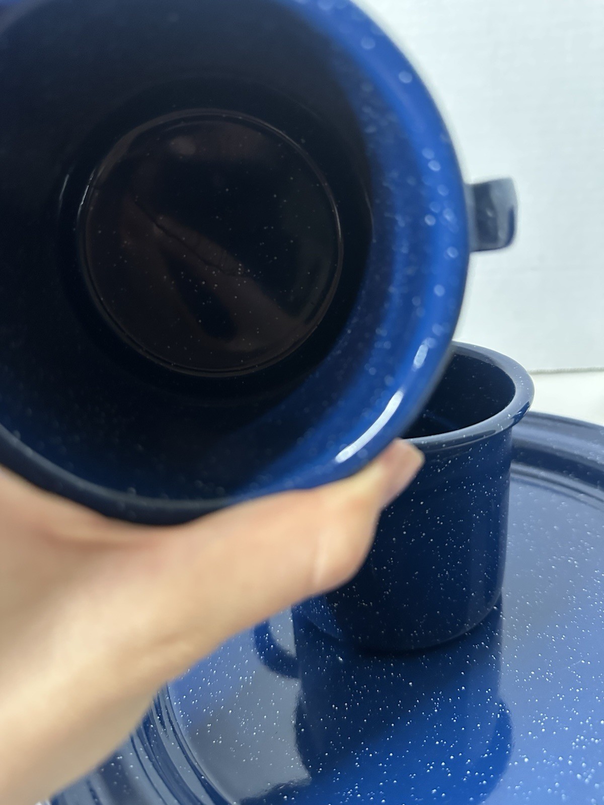 Speckled Blue Enamelware 12-Piece Dining Set for Camping