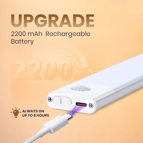12 Inch Under Cabinet Lighting, 2 Pack 60 LED Motion Sensor Lights, 145LM USB...