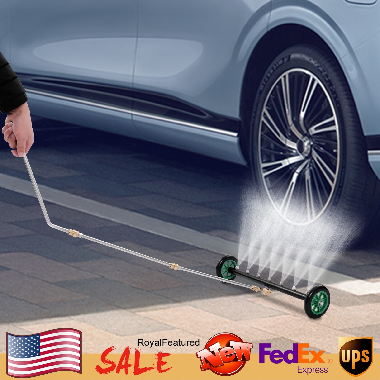 4000PSI Under Car Pressure Washer Undercarriage Cleaner Wash Broom w/ 7 Nozzles