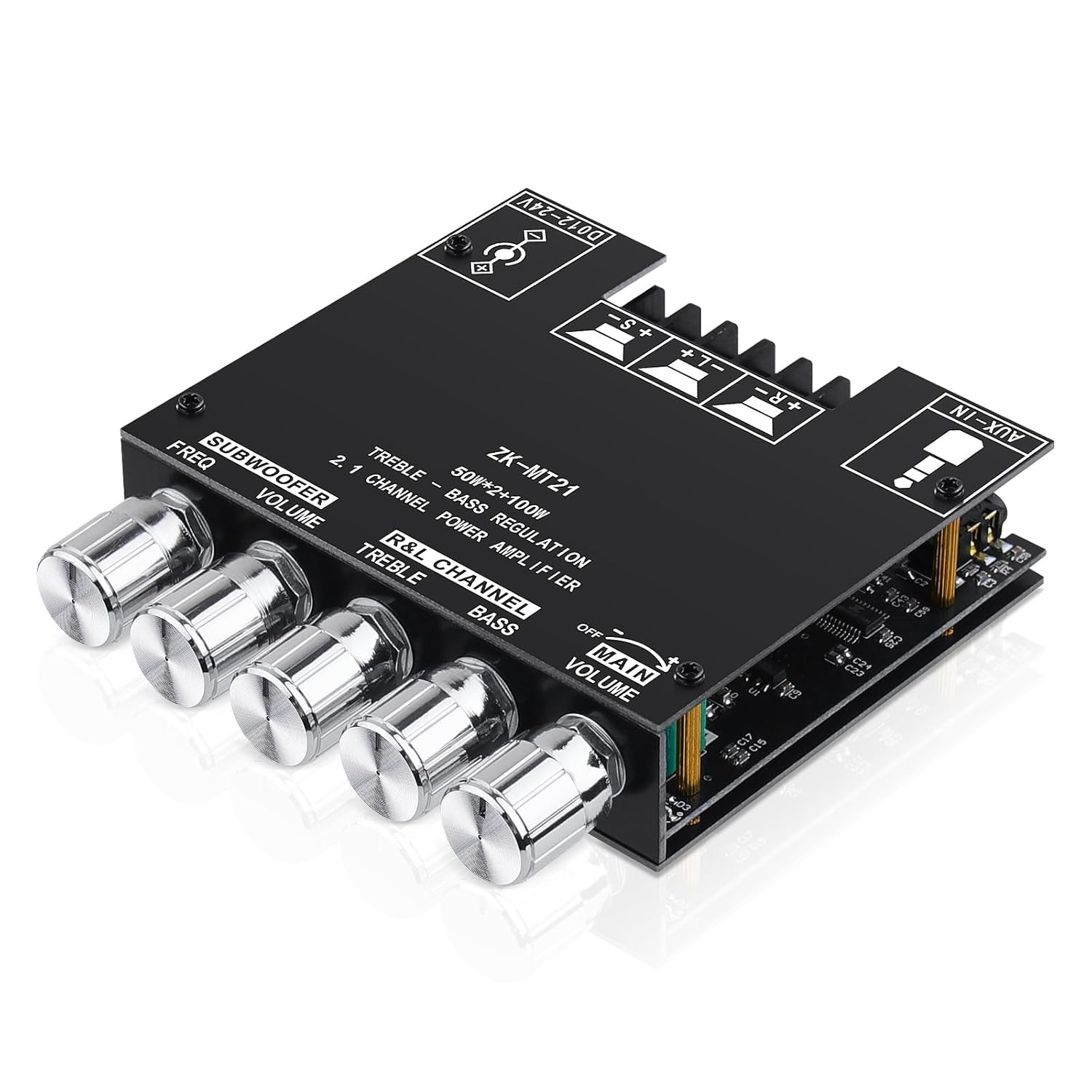 Bluetooth Audio Amplifier Board,ZK-MT21 2.1 Channel 50W X 2 +100W Mini Subwoofer