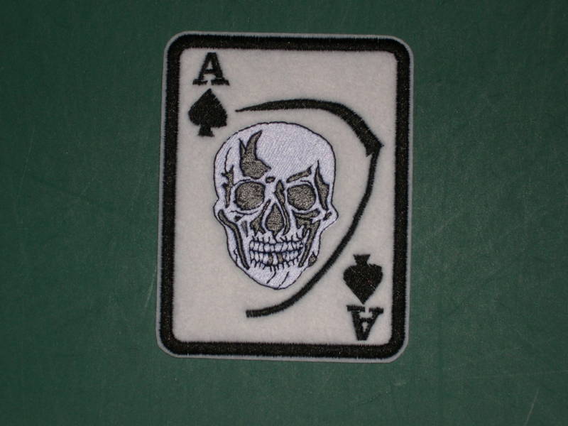 BIKER PATCH ACE SPADES DEATH CARD GRIM REAPER Choose Color Background Sew On USA