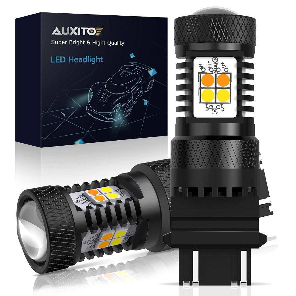 AUXITO 2x 3157 Error Free Switchback White/Amber LED Turn Signal DRL Light Bulbs