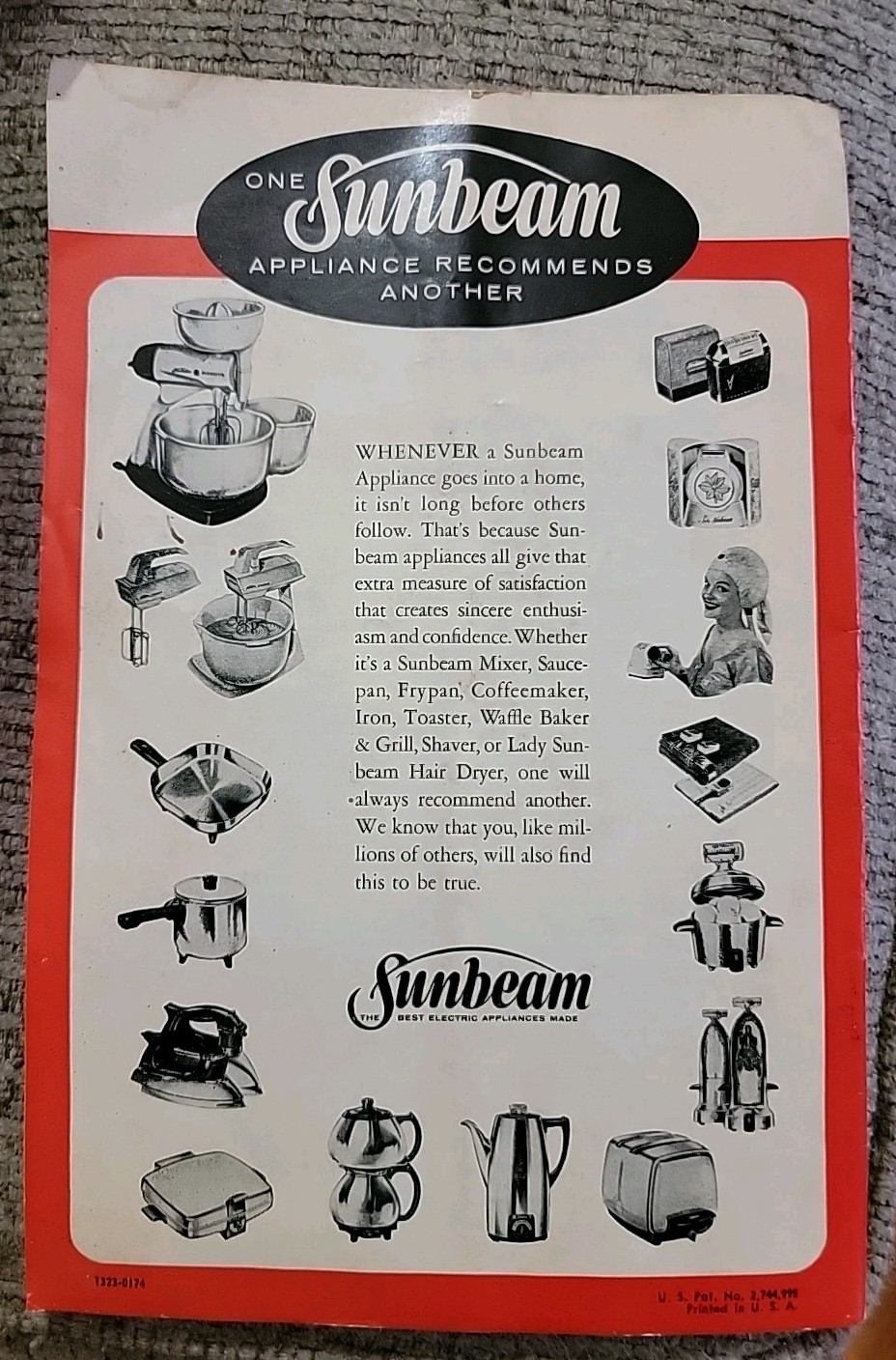 Vintage Sunbeam Controlled Heat Automatic Fry Pan With Cord & Manual - Working