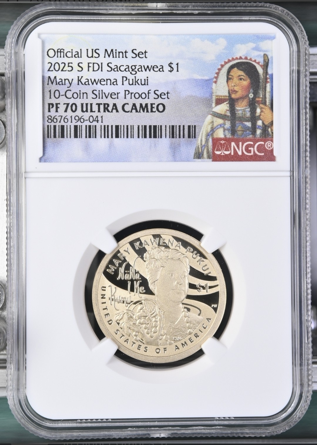2025 S Sacagawea $1 Mary Kawena Pukui 10-Coin Silver Proof NGC PF 70UC FDI %