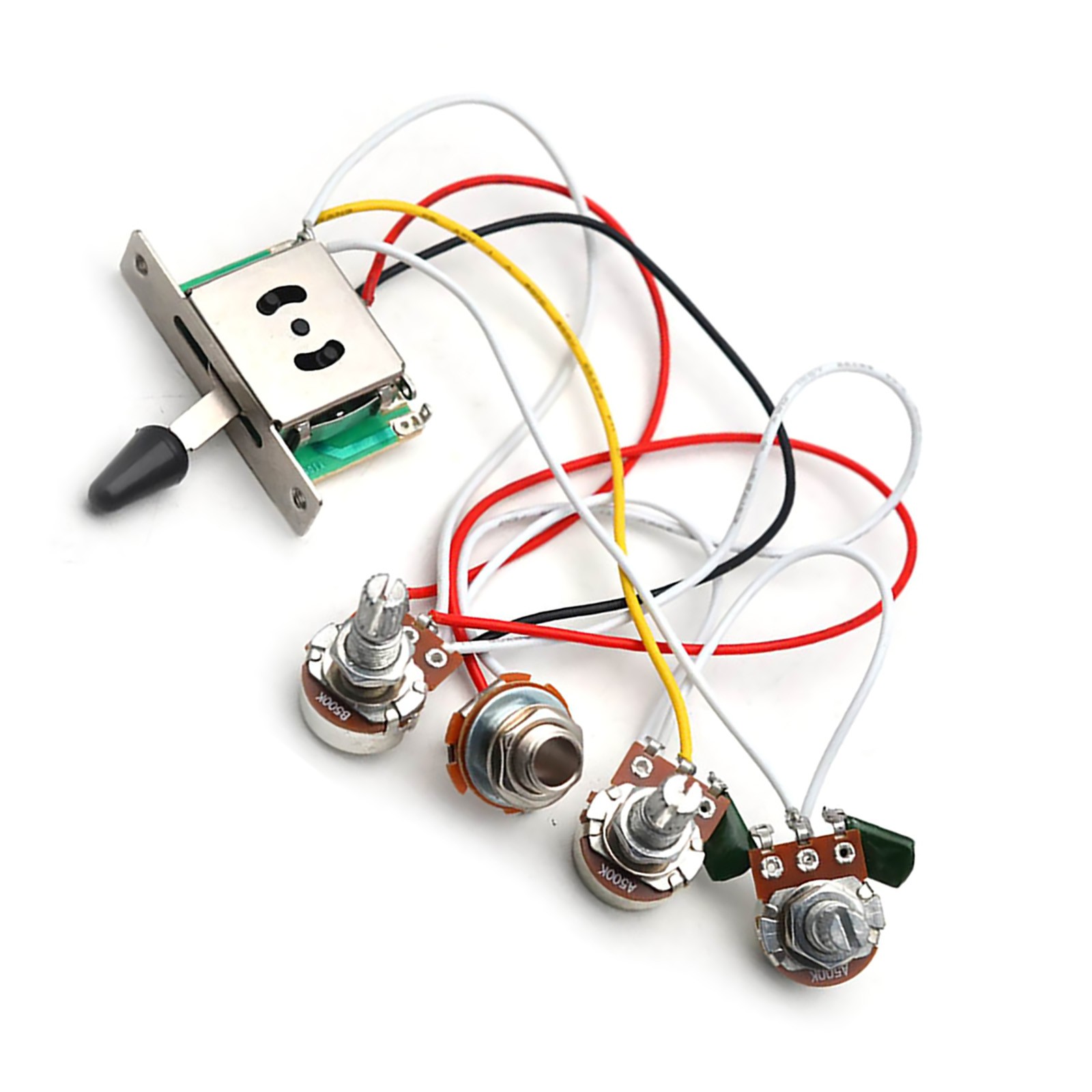 Electric Guitar Wiring Harness Kit 5 Way Toggle Switch 1 Volume 2 Tone 500K Pot
