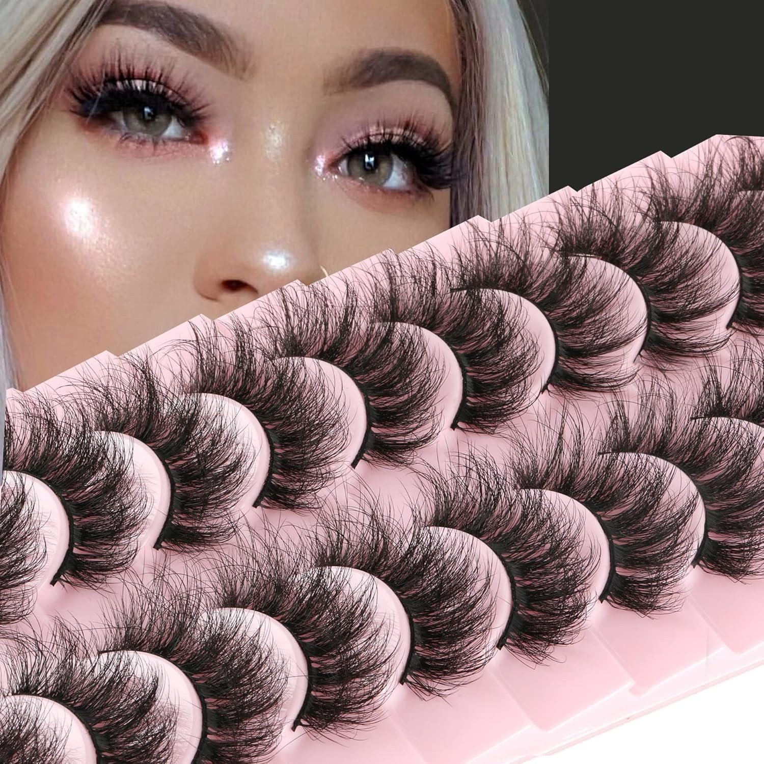 Mink Lashes False Eyelashes Dramatic Full Mink Lashes Wispy 19 MM Natural Look 3