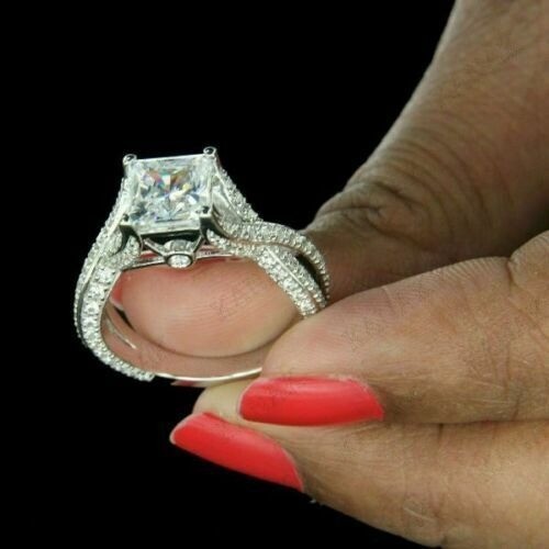 1.90 Ct Princess Cut Diamond Lab-Created Engagement Ring 925 Sterling Silver