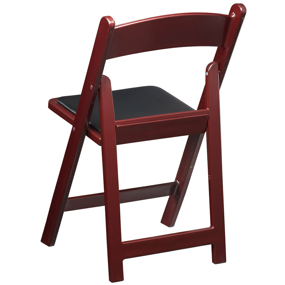 100 PACK Mahogany Resin Folding Chair with Black Vinyl Padded Seat