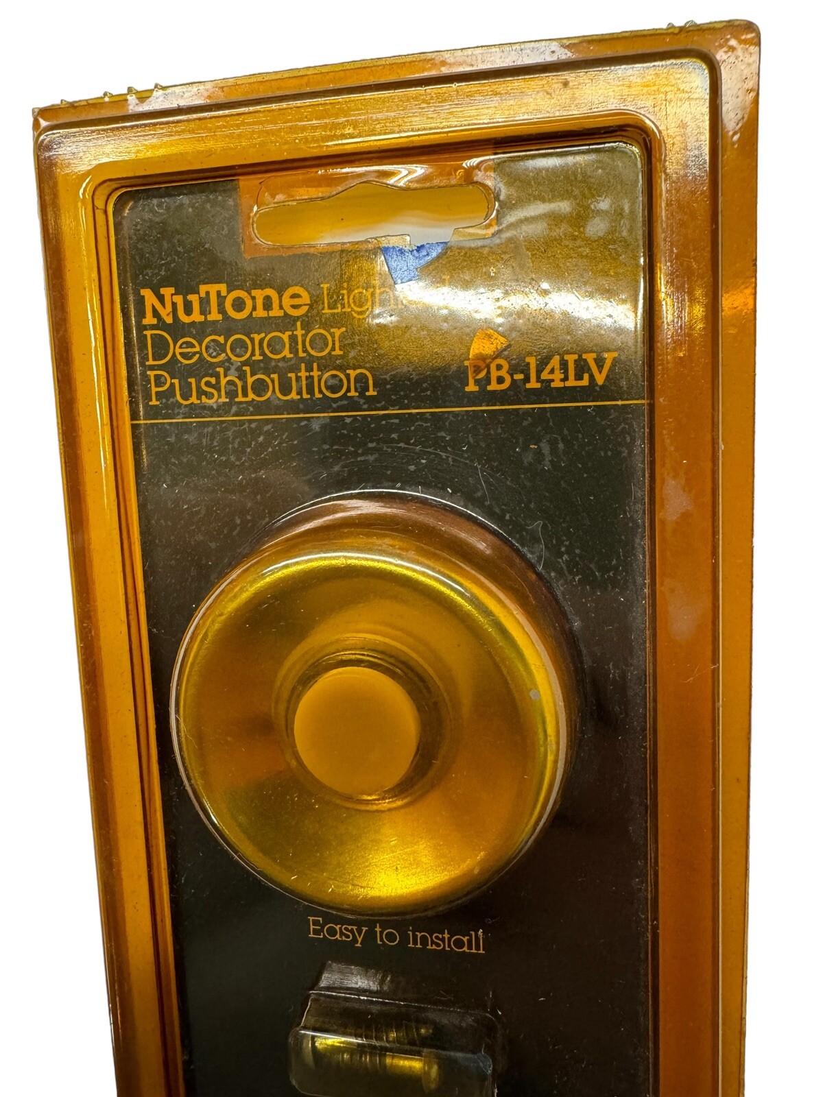 NuTone PB-14LV Pushbutton Lighted Door Bell - Gold Anodized, Vintage, NOS