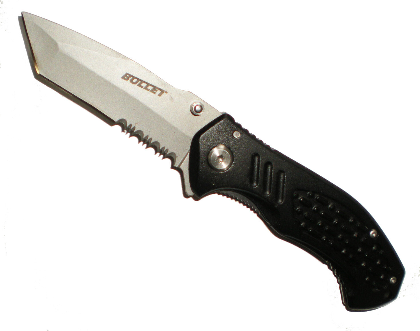 7 3/4 BULLET Silver TANTO BLADE Black GRIP HANDLE Assisted Open  POCKET KNIFE