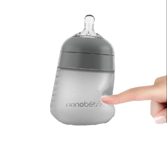 Nanobébé Flexy Silicone Baby Bottle, 9oz, Grey