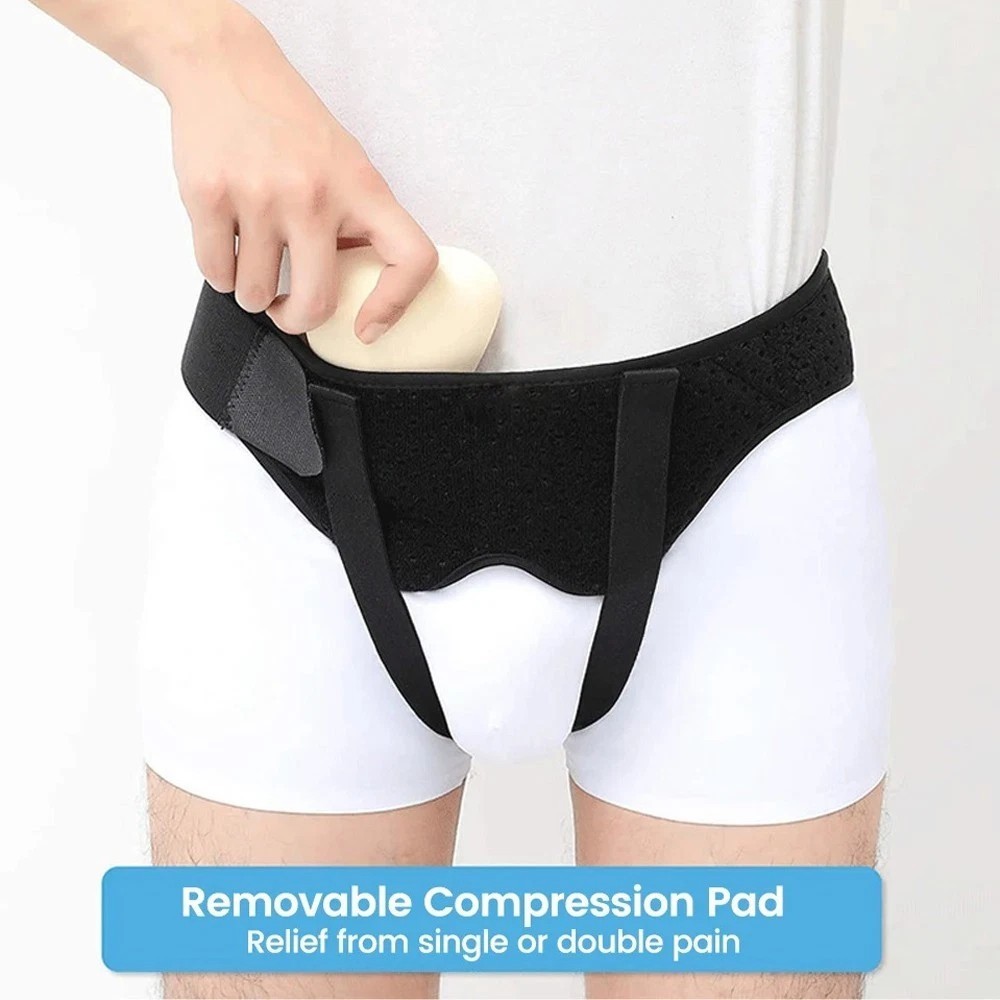 Hernia Support Belt Men Truss For Inguinal With 2 Removable Compression Pads US