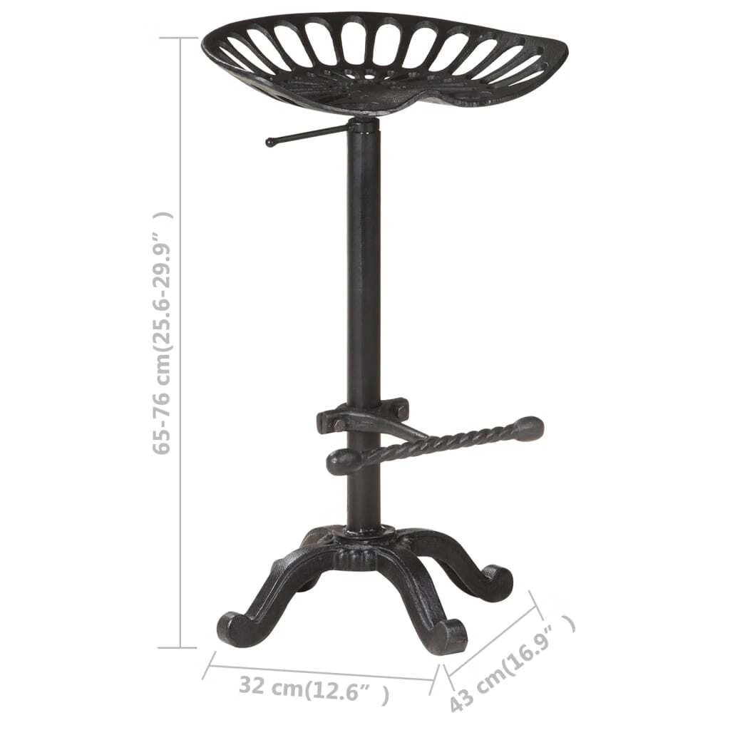 Bar Stool Black Cast Iron Counter Height Adjustable Retro
