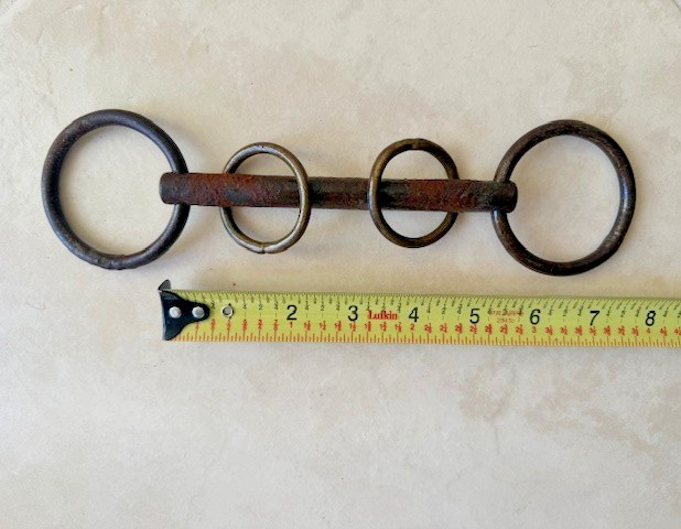 Rare, Antique, Double-Ring Horse Bit--Iron w Brass Inner Rings-5.5 Inch