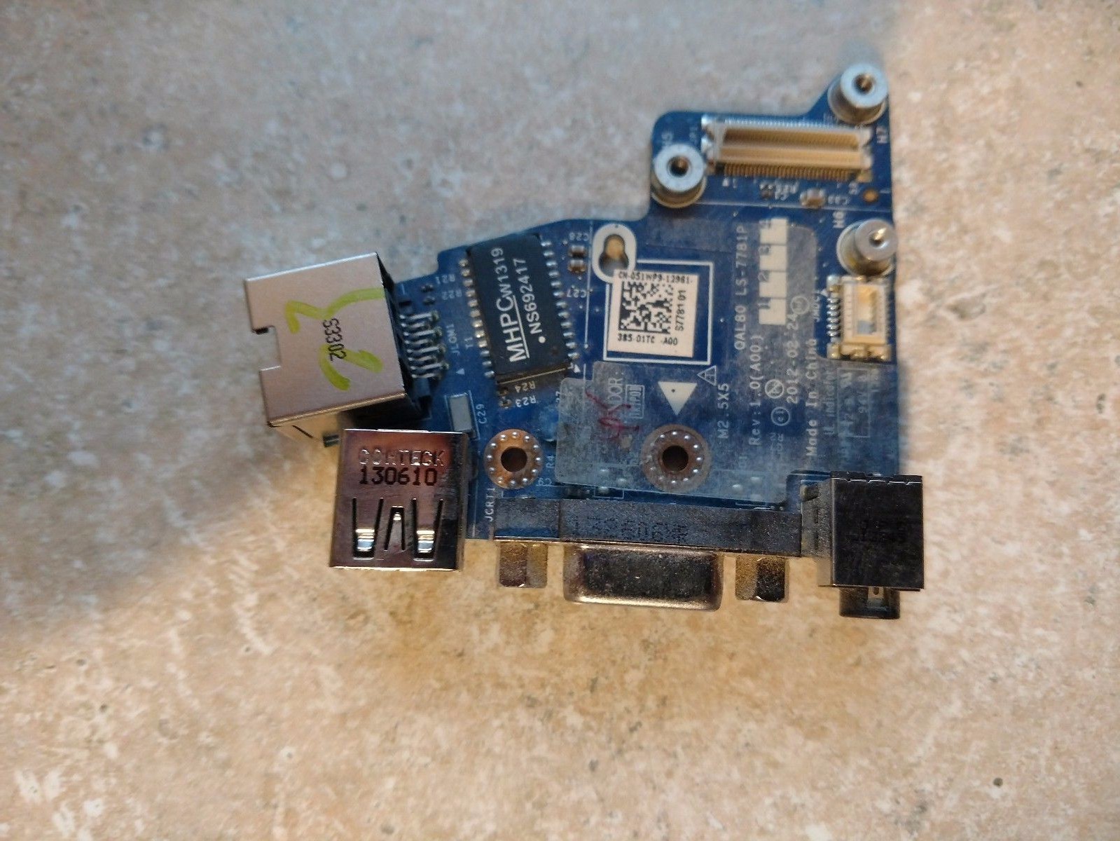 Dell Latitude E6430 Audio Jack VGA USB Ethernet Board 051WP9 51WP9 LS-7781p
