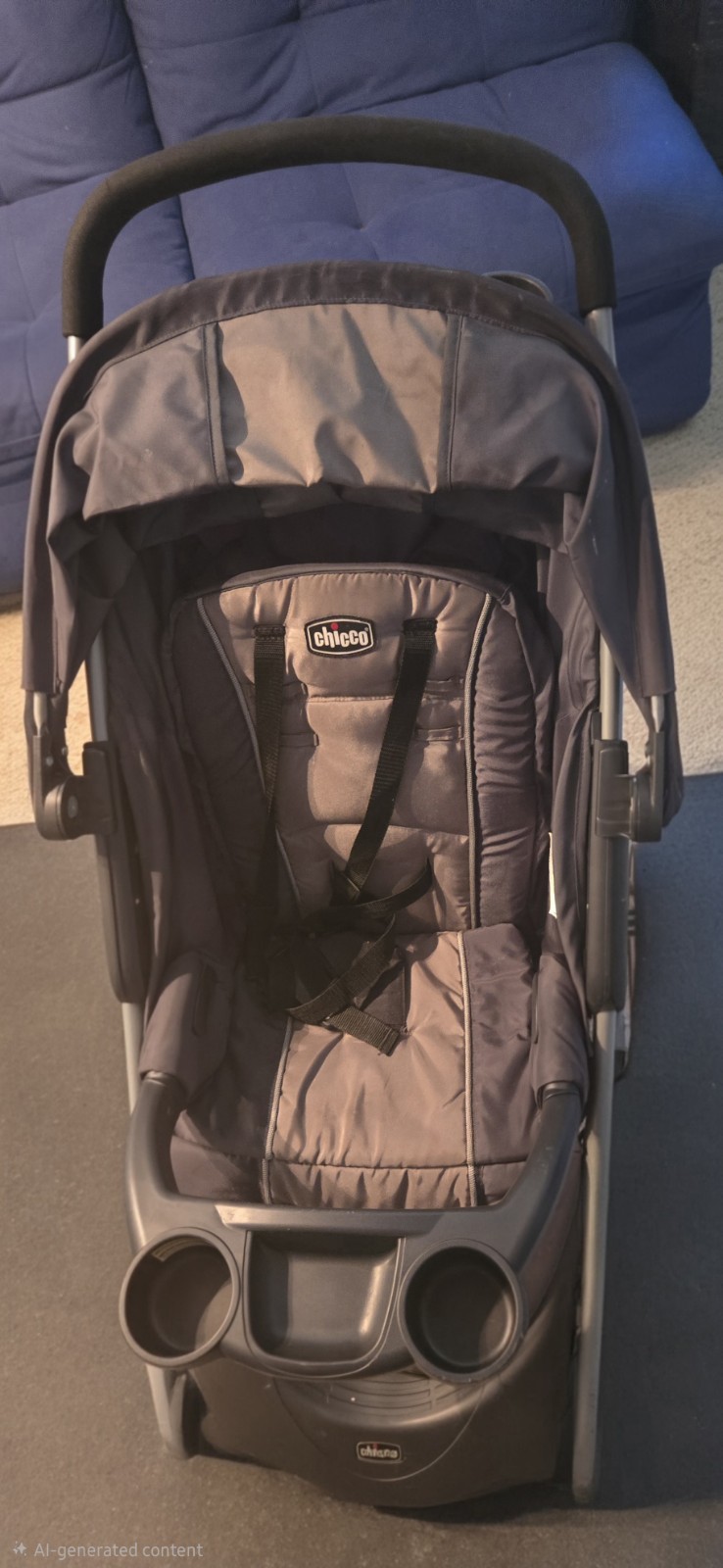 Chicco Viaro Stroller Lightweight Quick Fold Graphite EUC 3 wheel Baby Travel