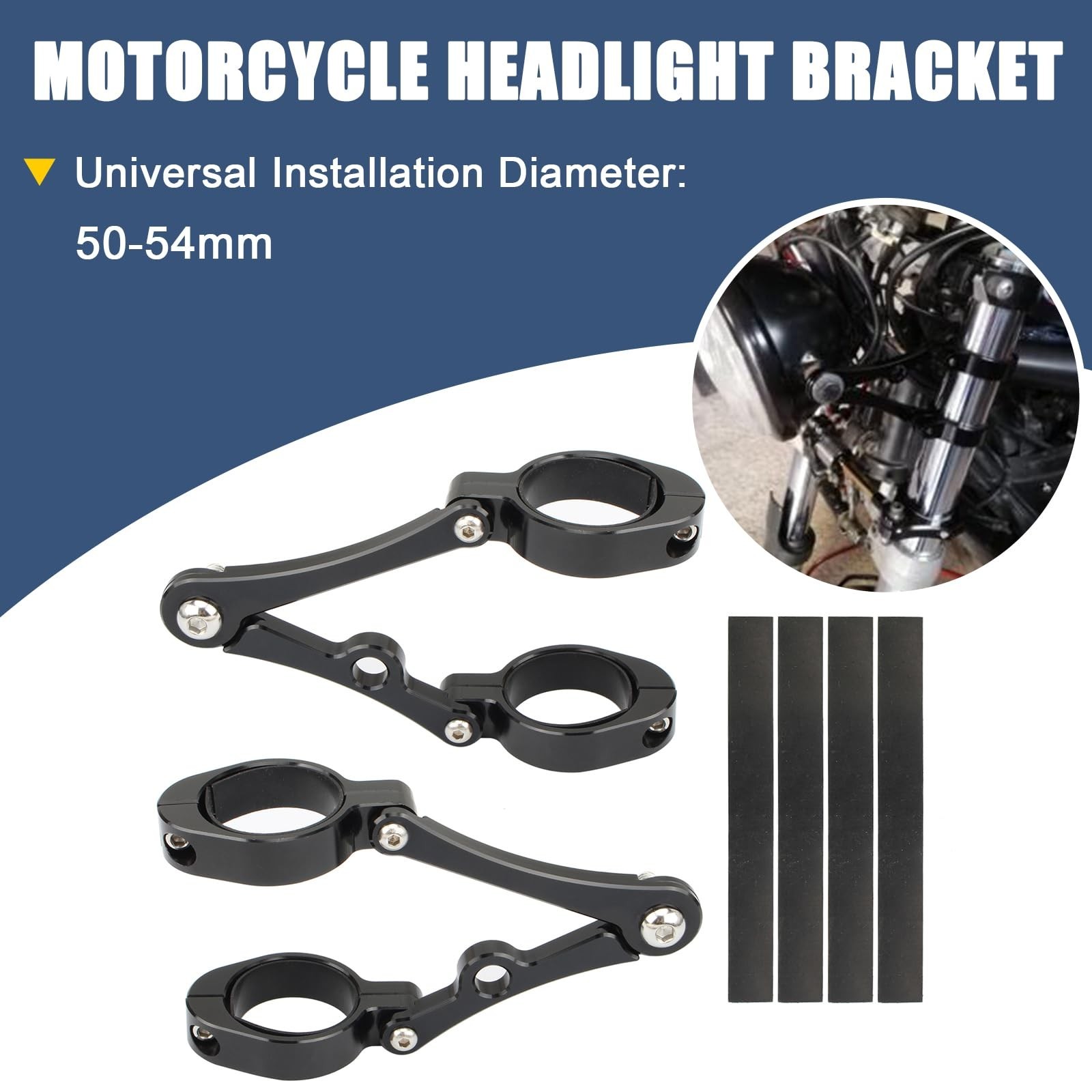 Universal Motorcycle Headlight Bracket 50-54mm Fork Brackets Mount Tube Clamp...
