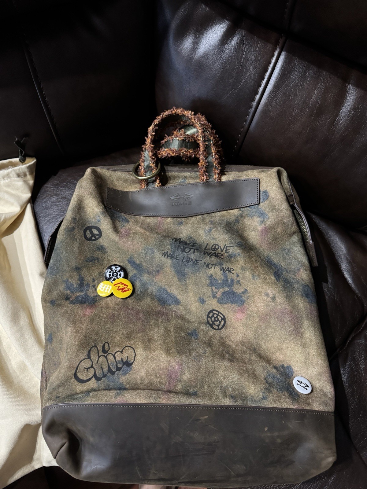 HMDD Camo Graffiti Backpack Leather Straps