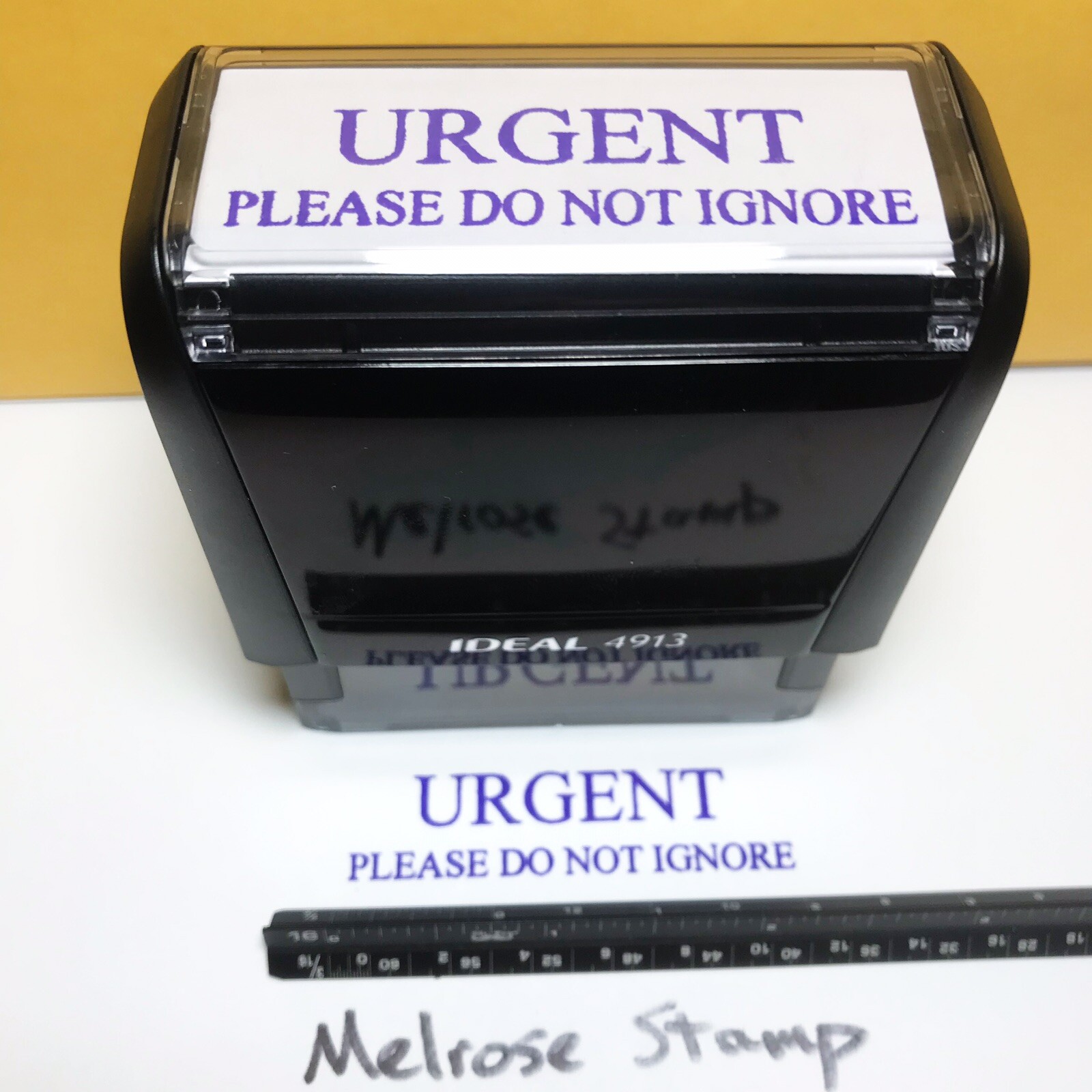 Urgent Please Do Not Ignore Rubber Stamp Purple Ink Self Inking Ideal 4913