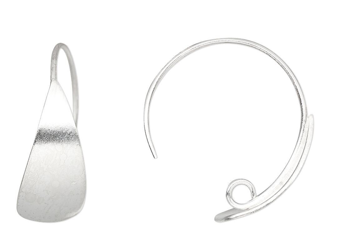 Ear Wires, Sterling Silver 20mm with 17x8mm Teardrop Hoop Earrings (1 Pair )