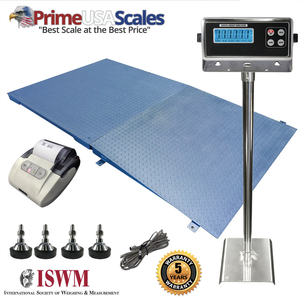 4x4 Floor Scale 48" Ramp Stand Printer 3,000 lb x .5 lb 5 Year Warranty